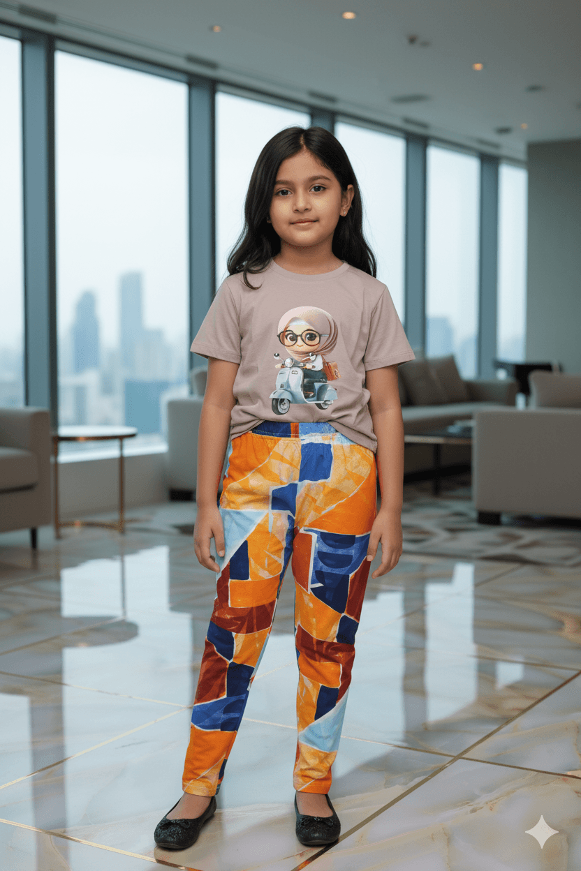 গার্লস লেগিংস এবং টি-শার্ট কম্বো সেট || Combo Code: OTL-C13 || Size 9-10 Years - Image 2