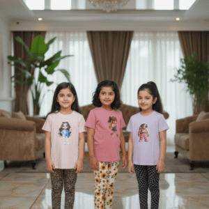 গার্লস লেগিংস এবং টি-শার্ট কম্বো সেট || Combo Code: OTL-C6 || Size 9-10 Years