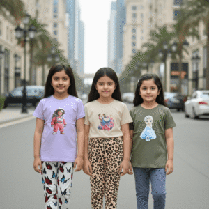 গার্লস লেগিংস এবং টি-শার্ট কম্বো সেট || Combo Code: OTL-C8 || Size 9-10 Years