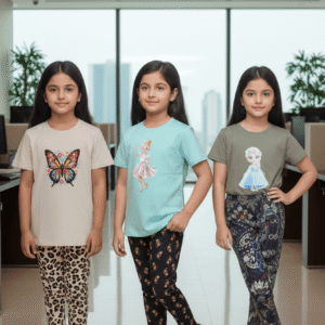 গার্লস লেগিংস এবং টি-শার্ট কম্বো সেট || Combo Code: OTL-A2 || Size 5-6 Years