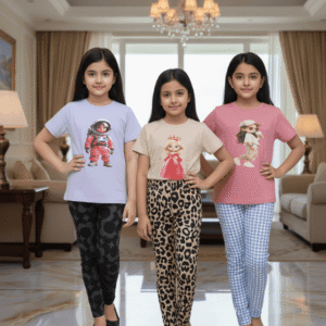 গার্লস লেগিংস এবং টি-শার্ট কম্বো সেট || Combo Code: OTL-A3 || Size 5-6 Years