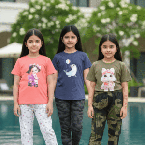 গার্লস লেগিংস এবং টি-শার্ট কম্বো সেট || Combo Code: OTL-D5 || Size 3-4 Years