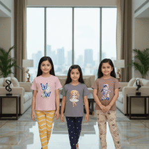 গার্লস লেগিংস এবং টি-শার্ট কম্বো সেট || Combo Code: OTL-D6 || Size 3-4 Years