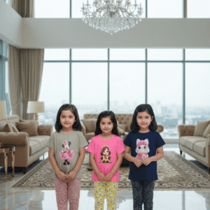 গার্লস লেগিংস এবং টি-শার্ট কম্বো সেট || Combo Code: OTL-D8 || Size 3-4 Years