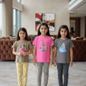 গার্লস লেগিংস এবং টি-শার্ট কম্বো সেট || Combo Code: OTL-D9 || Size 3-4 Years