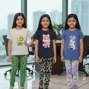 গার্লস লেগিংস এবং টি-শার্ট কম্বো সেট || Combo Code: OTL-D15 || Size 3-4 Years