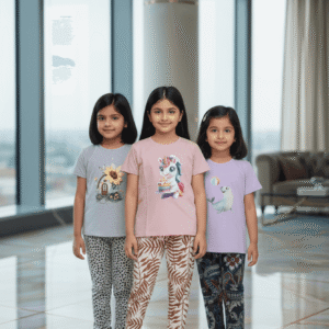 গার্লস লেগিংস এবং টি-শার্ট কম্বো সেট || Combo Code: OTL-D16 || Size 3-4 Years