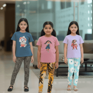 গার্লস লেগিংস এবং টি-শার্ট কম্বো সেট || Combo Code: OTL-A6 || Size 5-6 Years