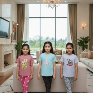 গার্লস লেগিংস এবং টি-শার্ট কম্বো সেট || Combo Code: OTL-A9 || Size 5-6 Years