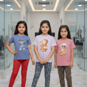 গার্লস লেগিংস এবং টি-শার্ট কম্বো সেট || Combo Code: OTL-A10 || Size 5-6 Years