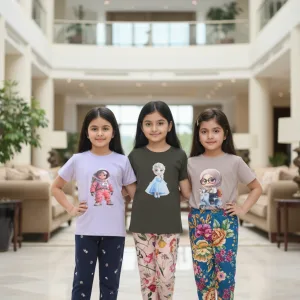 গার্লস লেগিংস এবং টি-শার্ট কম্বো সেট || Combo Code: OTL-A11 || Size 5-6 Years