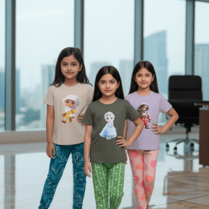গার্লস লেগিংস এবং টি-শার্ট কম্বো সেট || Combo Code: OTL-A12 || Size 5-6 Years