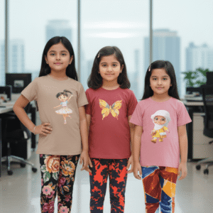 গার্লস লেগিংস এবং টি-শার্ট কম্বো সেট || Combo Code: OTL-A15 || Size 5-6 Years