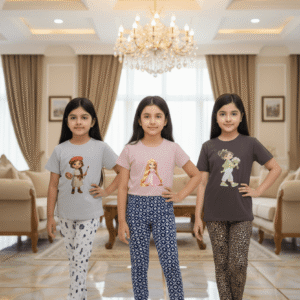 গার্লস লেগিংস এবং টি-শার্ট কম্বো সেট || Combo Code: OTL-A17 || Size 5-6 Years