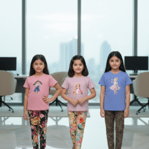 গার্লস লেগিংস এবং টি-শার্ট কম্বো সেট || Combo Code: OTL-A18 || Size 5-6 Years