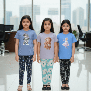 গার্লস লেগিংস এবং টি-শার্ট কম্বো সেট || Combo Code: OTL-A19 || Size 5-6 Years