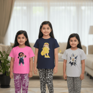 গার্লস লেগিংস এবং টি-শার্ট কম্বো সেট || Combo Code: OTL-D1 || Size 3-4 Years