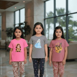 গার্লস লেগিংস এবং টি-শার্ট কম্বো সেট || Combo Code: OTL-D2 || Size 3-4 Years