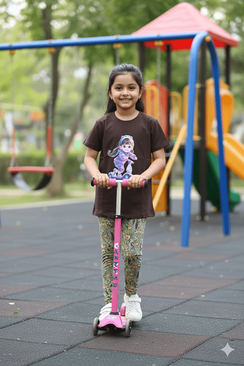 গার্লস লেগিংস এবং টি-শার্ট কম্বো সেট || Combo Code: OTL-732 || Size 7-8 Years - Image 4