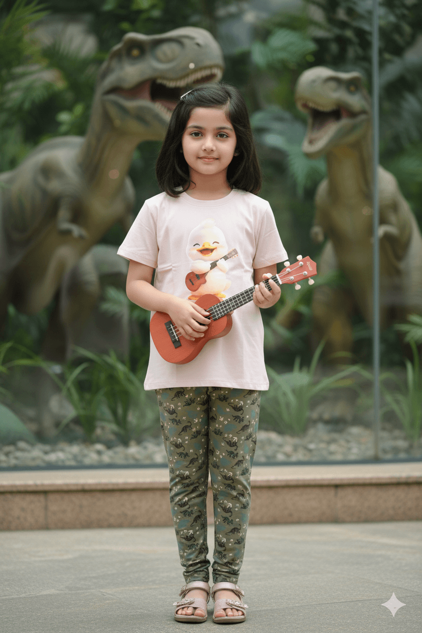 গার্লস লেগিংস এবং টি-শার্ট কম্বো সেট || Combo Code: OTL-735 || Size 7-8 Years - Image 4