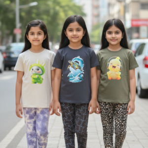 গার্লস লেগিংস এবং টি-শার্ট কম্বো সেট || Combo Code: OTL-701 || Size 7-8 Years