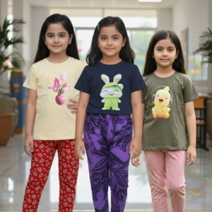 গার্লস লেগিংস এবং টি-শার্ট কম্বো সেট || Combo Code: OTL-702 || Size 7-8 Years