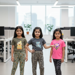 গার্লস লেগিংস এবং টি-শার্ট কম্বো সেট || Combo Code: OTL-703 || Size 7-8 Years