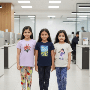 গার্লস লেগিংস এবং টি-শার্ট কম্বো সেট || Combo Code: OTL-706 || Size 7-8 Years