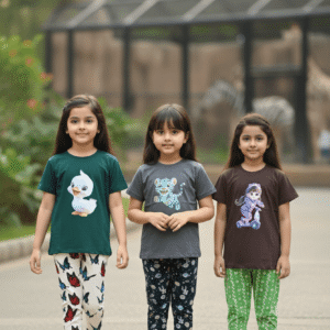 গার্লস লেগিংস এবং টি-শার্ট কম্বো সেট || Combo Code: OTL-710 || Size 7-8 Years