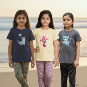 গার্লস লেগিংস এবং টি-শার্ট কম্বো সেট || Combo Code: OTL-714 || Size 7-8 Years