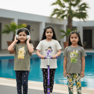 গার্লস লেগিংস এবং টি-শার্ট কম্বো সেট || Combo Code: OTL-716 || Size 7-8 Years