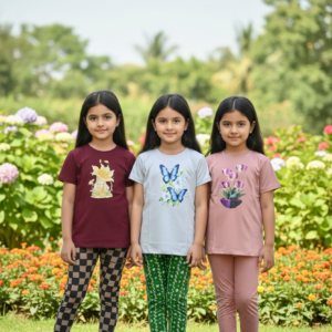 গার্লস লেগিংস এবং টি-শার্ট কম্বো সেট || Combo Code: OTL-725 || Size 7-8 Years