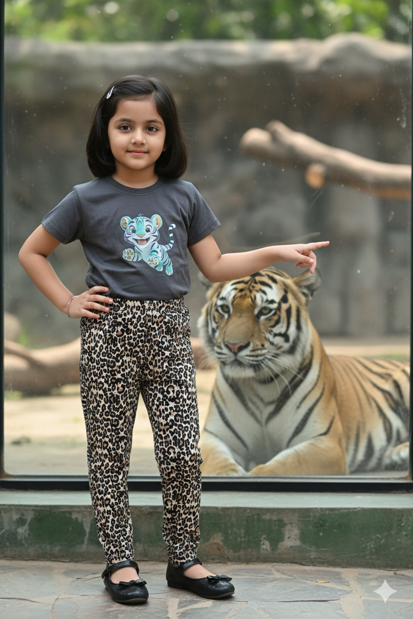 গার্লস লেগিংস এবং টি-শার্ট কম্বো সেট || Combo Code: OTL-703 || Size 7-8 Years - Image 3