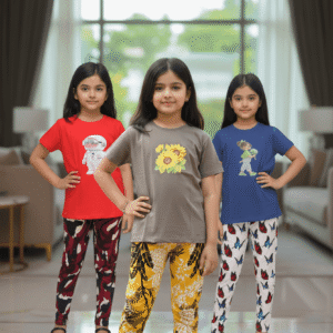 গার্লস লেগিংস এবং টি-শার্ট কম্বো সেট || Combo Code: OTL-B7 || Size 11-12 Years
