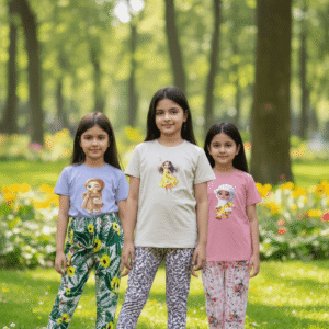 গার্লস লেগিংস এবং টি-শার্ট কম্বো সেট || Combo Code: OTL-1107 || Size 11-12 Years