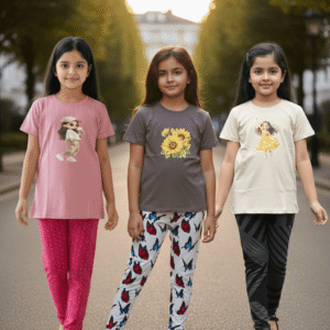 গার্লস লেগিংস এবং টি-শার্ট কম্বো সেট || Combo Code: OTL-1109 || Size 11-12 Years