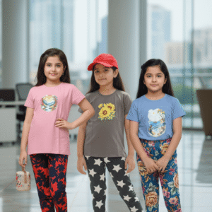 গার্লস লেগিংস এবং টি-শার্ট কম্বো সেট || Combo Code: OTL-1110 || Size 11-12 Years