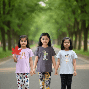 গার্লস লেগিংস এবং টি-শার্ট কম্বো সেট || Combo Code: OTL-1111 || Size 11-12 Years