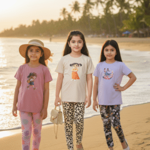 গার্লস লেগিংস এবং টি-শার্ট কম্বো সেট || Combo Code: OTL-1115 || Size 11-12 Years